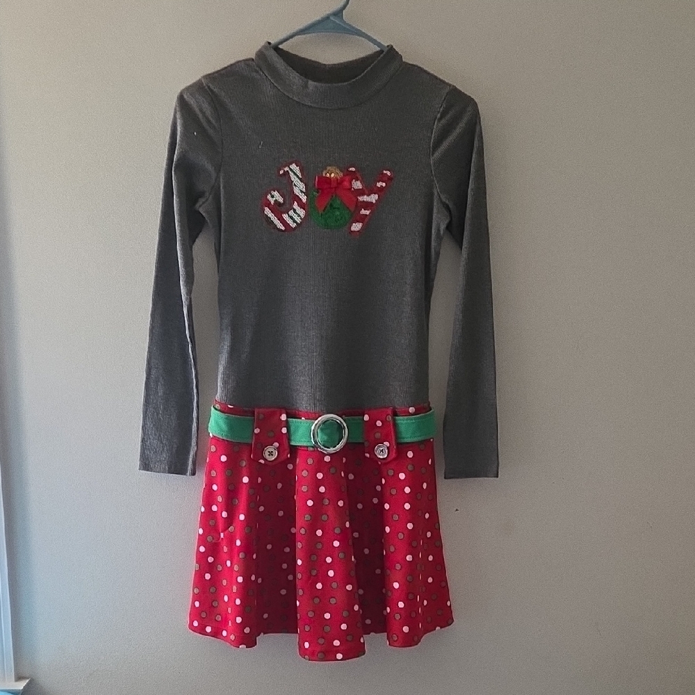 Charming Kids Holiday Dress - Gray and Red